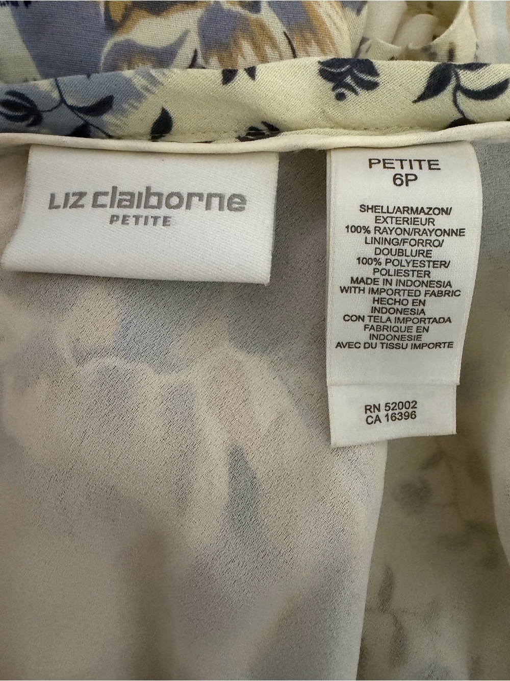 Liz Claiborne Blue & Cream Floral Patchwork Slip Skirt size 6 - Picture 3 of 6